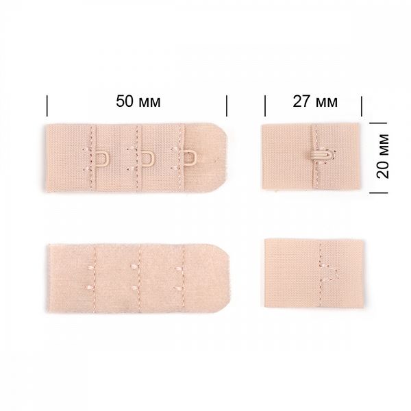 Застежки для бюстгальтера текстильные 3х1, 19 мм, 100 шт, S185 серебристый пион