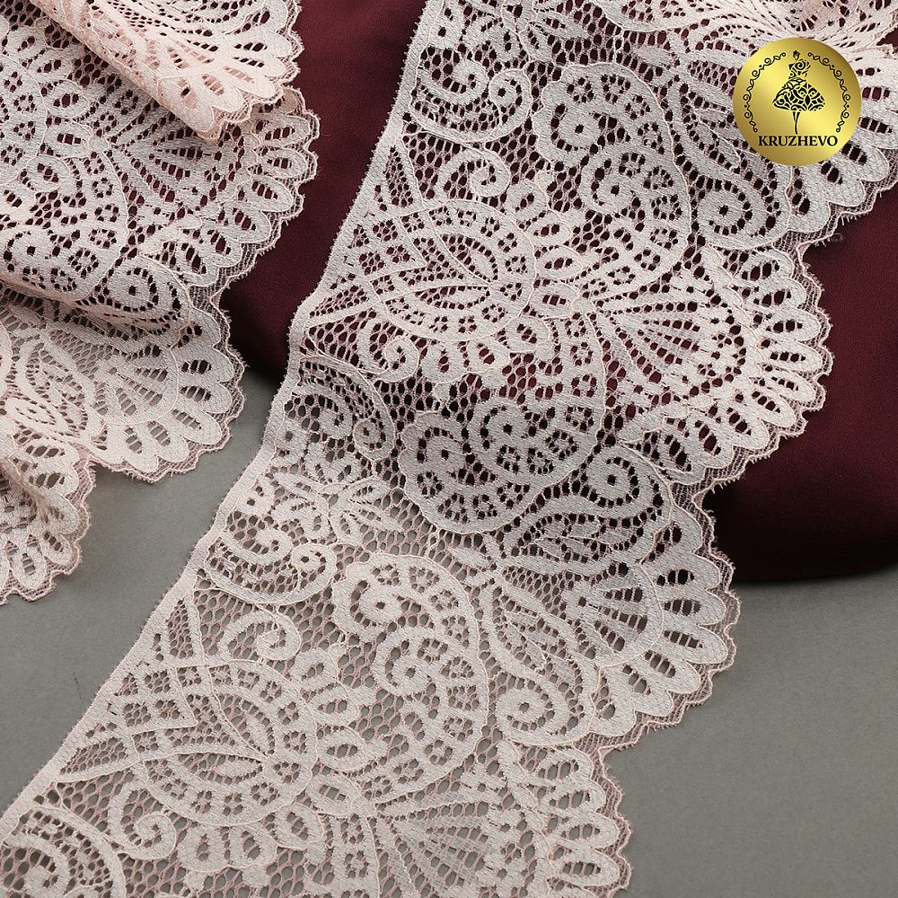 Кружево эластичное (стрейч) 110 мм, 40992PP цв.розовый, 3 метра, Kruzhevo