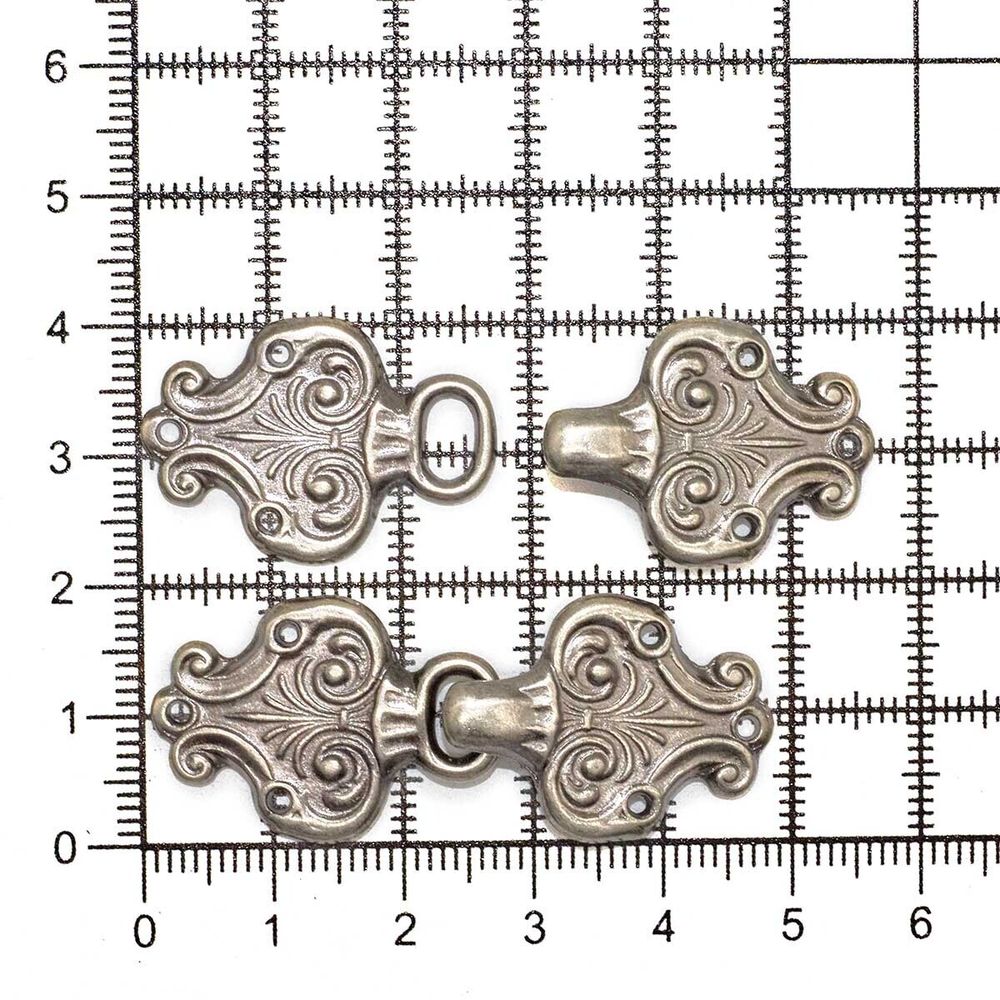 Крючки пришивные декоративные 50х19 мм, металл, т.серебро, 10 шт, BIG