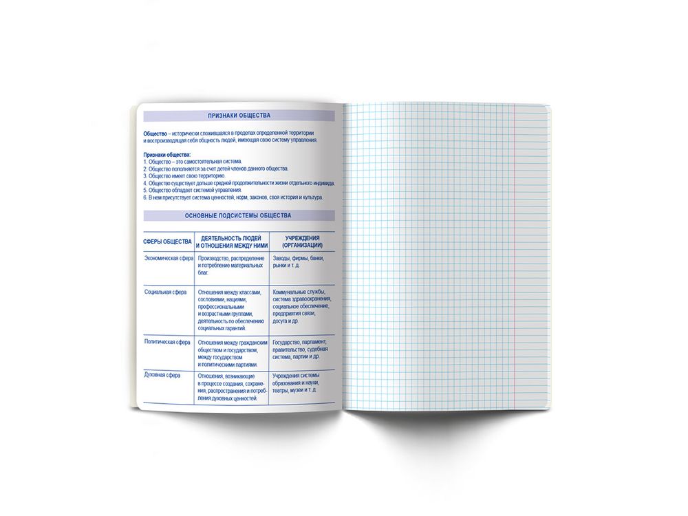 Тетрадь со справочным материалом АниМания, выборочный лак, A5+ 48 л. на скобе 65 г/м², белизна 100%, 10 шт, клетка, 000569 Обществознание, Светоч 48ТПСКа5_4_2_1