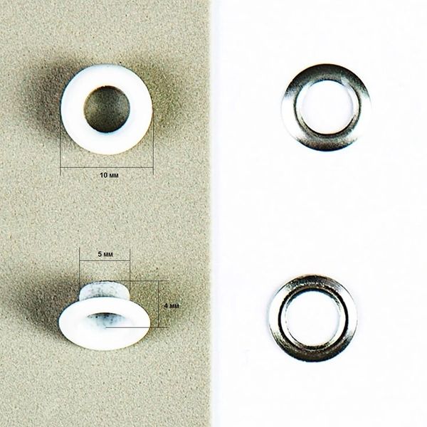 Люверсы металл ⌀_5.0 мм (внутр.), белый, 100 шт, BIG