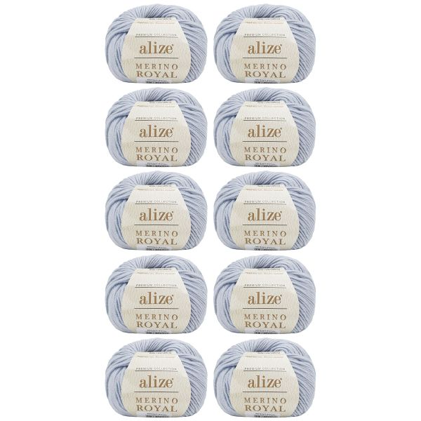 Пряжа Alize (Ализе) Merino Royal / уп.10 мот. по 50 г, 100м, 698 небесный