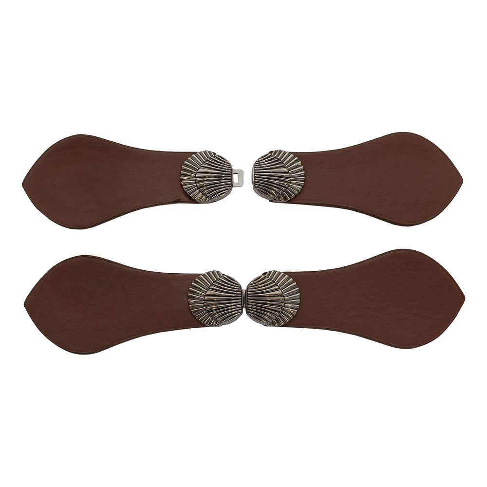 Фурнитура застежка для кардигана кожаная №6 коричневая 21,5 (черный никель), 2 шт