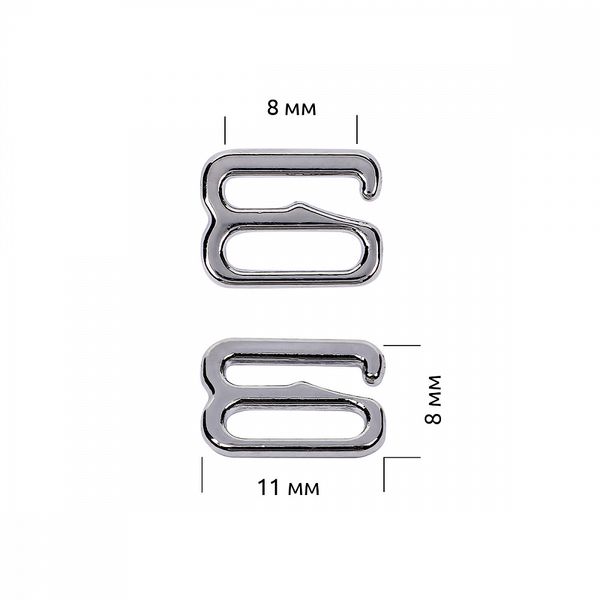 Крючки для бюстгальтера металл 8.0 мм, 908 цв.никель, уп.100 шт