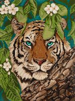 Алмазная (кристальная) мозаика Фрея ALPD-107, на подрамнике Загадочный тигр, 30х40 см