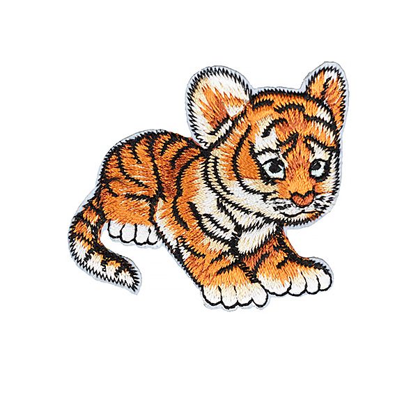 Термоаппликация вышитые TBY.ND.03 Тигренок 60х50 мм, цв.оранж, черный, бел. уп.10 шт