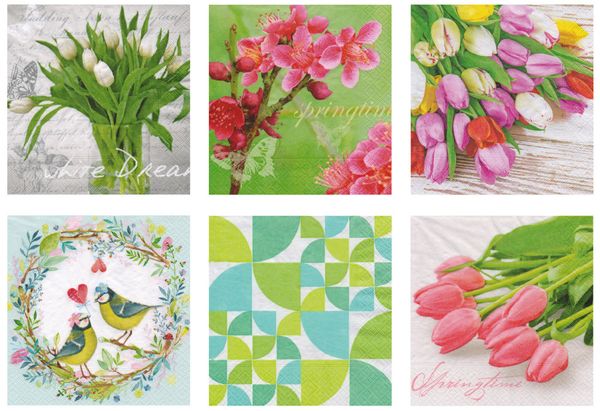 Салфетки для декупажа ассорти 3х слойные 33х33 12 шт, 01 Дыхание весны, Love2art SDD