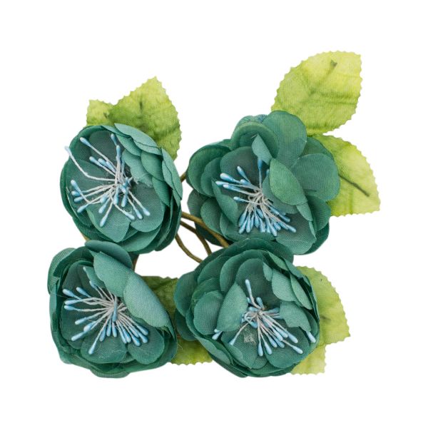 Цветы искусственные декоративные 4,5х2,3см, 4 шт, Астра, F192 бирюзовый