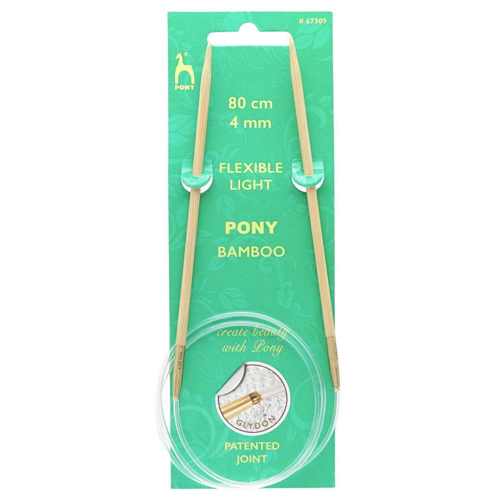 Спицы круговые Pony Bamboo ⌀4.0 мм, 80 см, бамбук, 67309