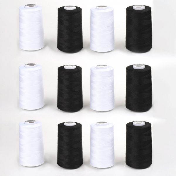 Нитки швейные Max 40/2, 4570 м (5000 ярд), черные, белые / 12 бобин