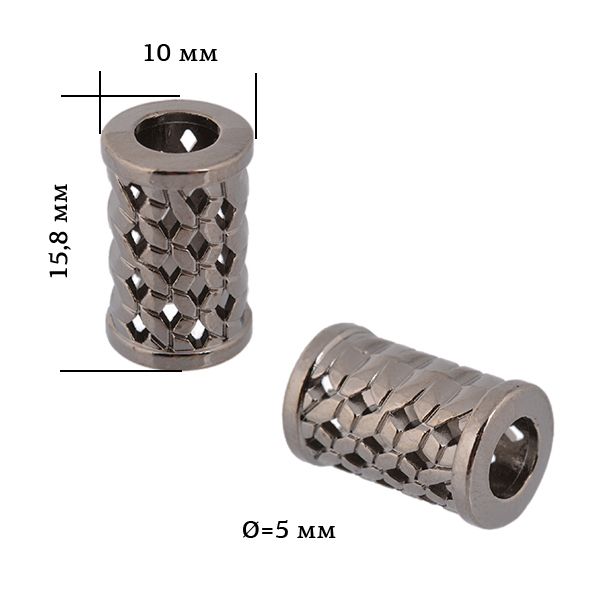 Наконечник для шнура металл 10х15,8 мм, отв.5 мм, цв. чер.никель, OR.6660-0092, уп. 50 шт