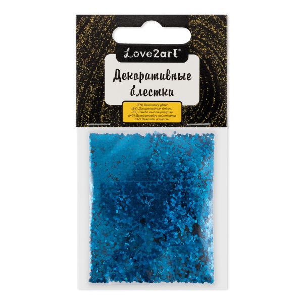 Блестки декоративные 1 мм, 25 г (5х5 г), 4.5 мл, 27 синий темный/dark blue, Love2art GLIS-01