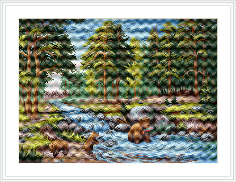 Набор для вышивания нитками МП Студия, Лесной ручей, 40х50 см