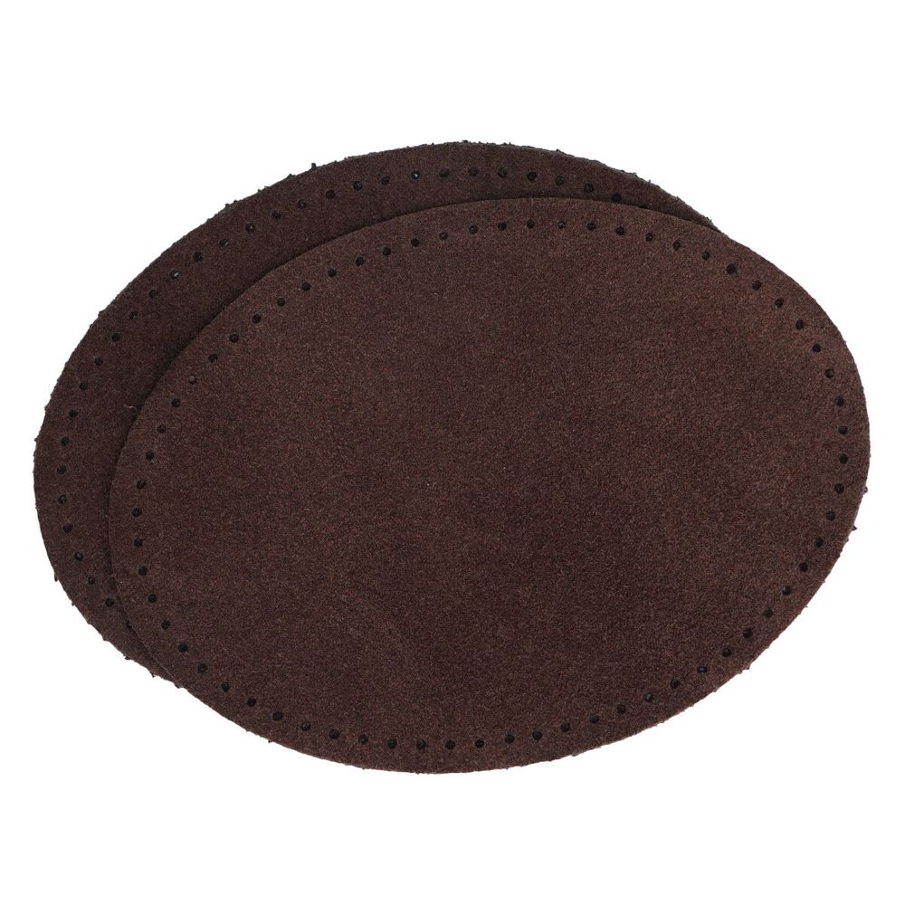 Заплатки пришивные из замши, овал 8х10,9см с перфорацией, 2 шт, 100% кожа, 21 темно-коричневый, 59124