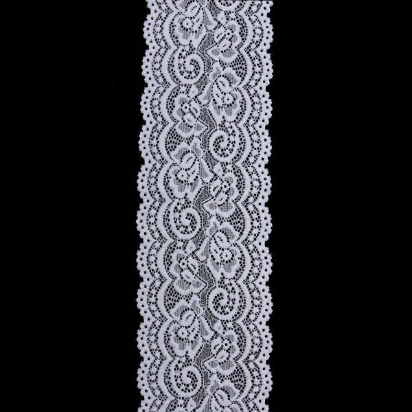 Кружево эластичное (стрейч) 100 мм / 3 метра, C501 белый
