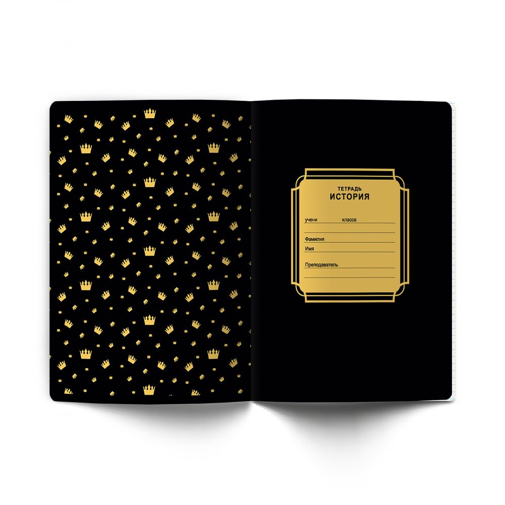 Тетрадь со справочным материалом Золотая коллекция, тиснение золотой фольгой, A5+ 48 л. на скобе 65 г/м², белизна 100 %, 10 шт, клетка, 01327 Золотая коллекция История, Светоч Т145
