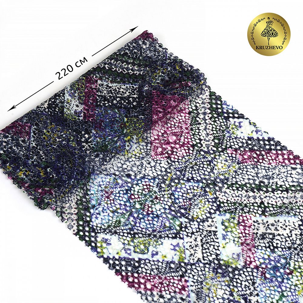 Кружево бельевое эластичное 220 мм / 10 м, 26, цв.мульти, Kruzhevo