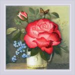 Набор для вышивания нитками Риолис, Роза пышная 20х20см