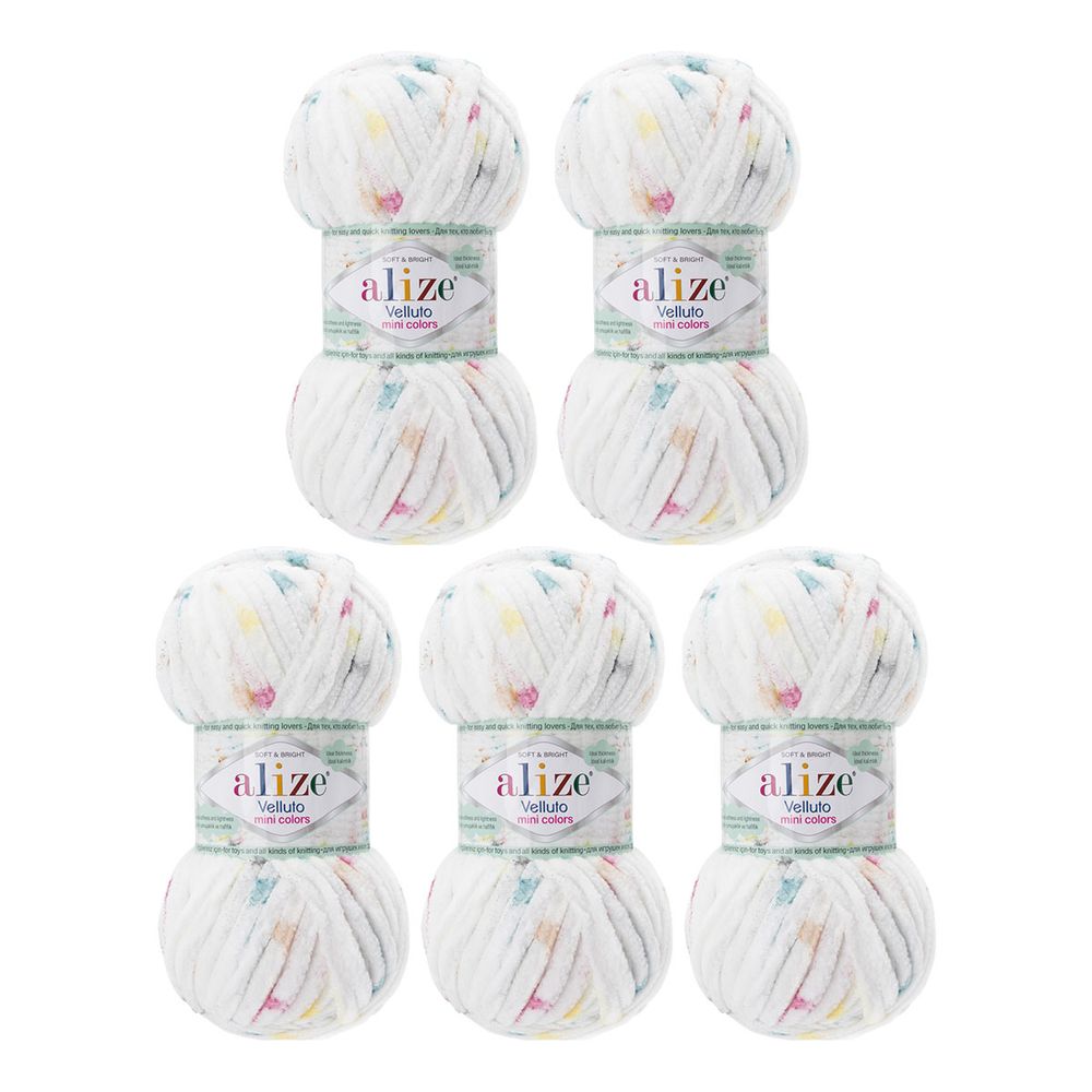 Пряжа Alize (Ализе) Mini Colors серия Бархат (Velluto) / уп.5 мот. по 100 г, 68м, 8112 принт