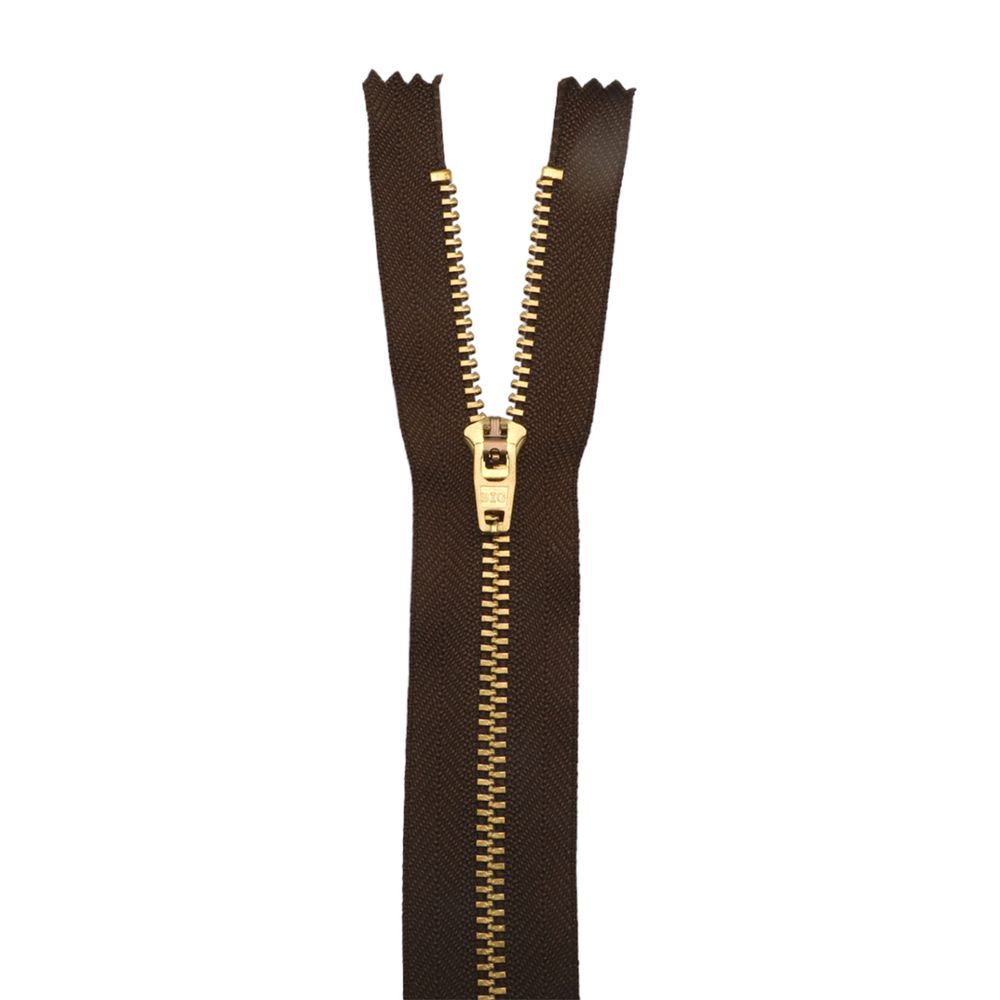 Молния металл джинсовая Т5 (5 мм) 1 зам., н/раз., 16 см, коричневый, 39098/16-3, 10 шт