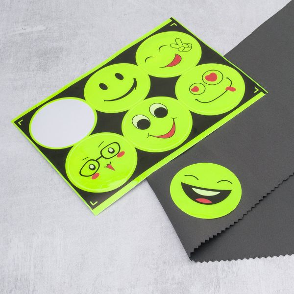 Светоотражающая наклейка смайлы ⌀6.5 см, салатовый