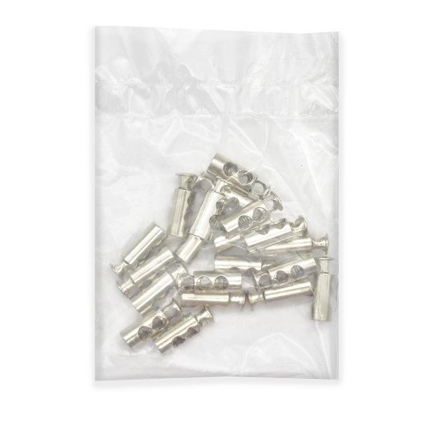 Фиксатор (зажим) для шнура металл 2 отв., 8х23 мм, никель, 20 шт