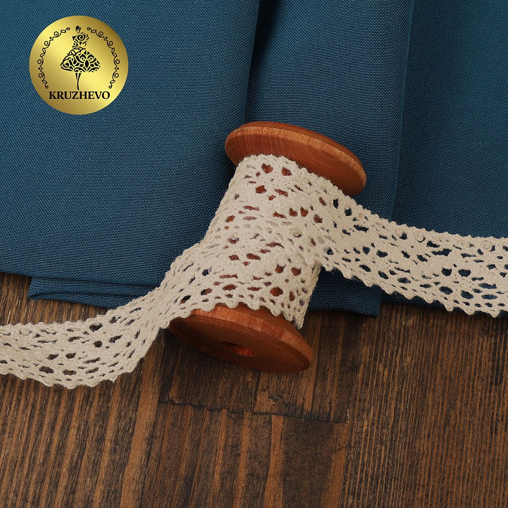 Кружево вязаное (тесьма) 25 мм, диз. 297, цв.01 натуральный, уп. 25 м, Kruzhevo