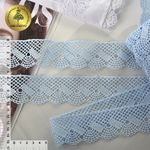 Кружево гипюр (плетёное) 45 мм, диз. 148, цв.05 голубой, уп. 9 м, Kruzhevo