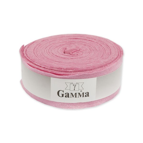 Косая бейка трикотажная 35 мм / 10 метров, (рибана), 004 розовый, Gamma