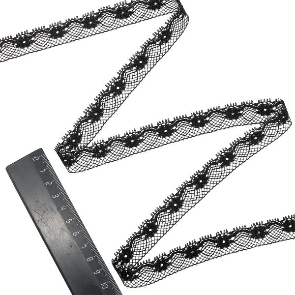 Кружево гипюр (плетёное) 17 мм 6,8 м, ±4 см, WL-60, черный