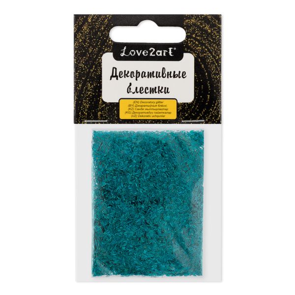 Блестки декоративные стружка 0.2х1.5 мм, 25 г (5х5 г), 4.5 мл, 28 голубой/light blue, Love2art GLI-03