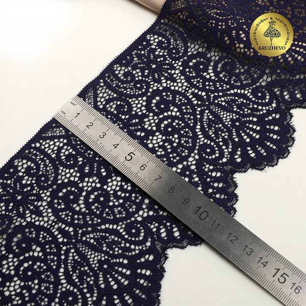 Кружево эластичное (стрейч) 110 мм, 40992PP цв.L061 т.синий уп.25м, Kruzhevo