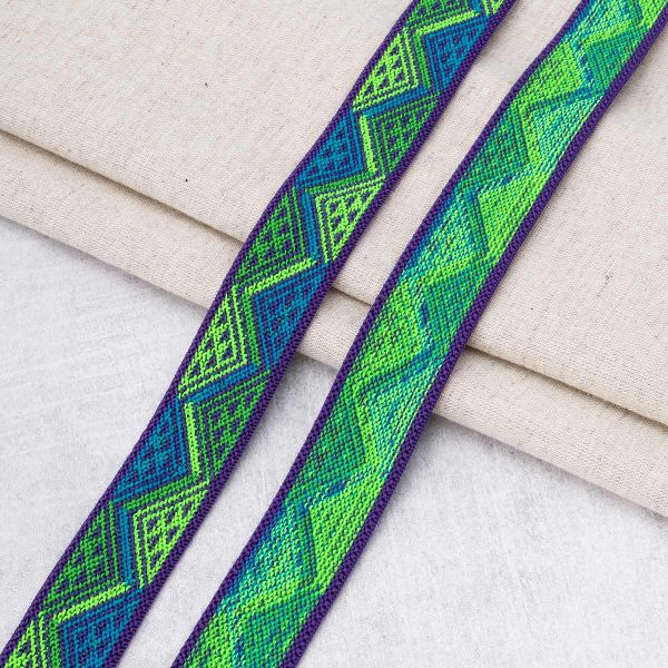 Резинка для подтяжек (помочная) 25.0 мм, / 20 метров, 200 фиолет-салат-бирюза