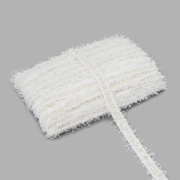 Тесьма отделочная твидовая 25 мм / 41.14 метра, с люрексом, белый/золото, 3Al280