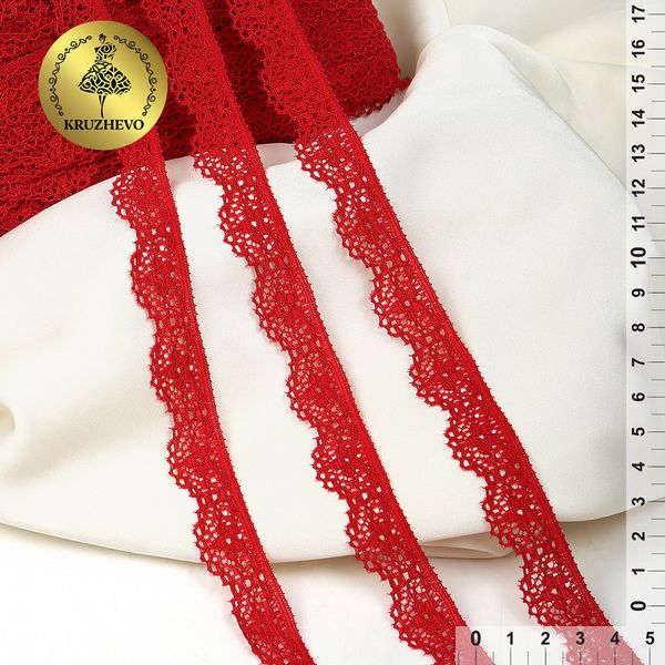 Кружево эластичное (стрейч) 15 мм, TBY.8031, L101 т.красный, 50м, Kruzhevo