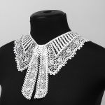 Накладной кружевной воротник 32х35 см, матовая нить Kruzhevo TBY.13/188, цв.белый уп.1шт