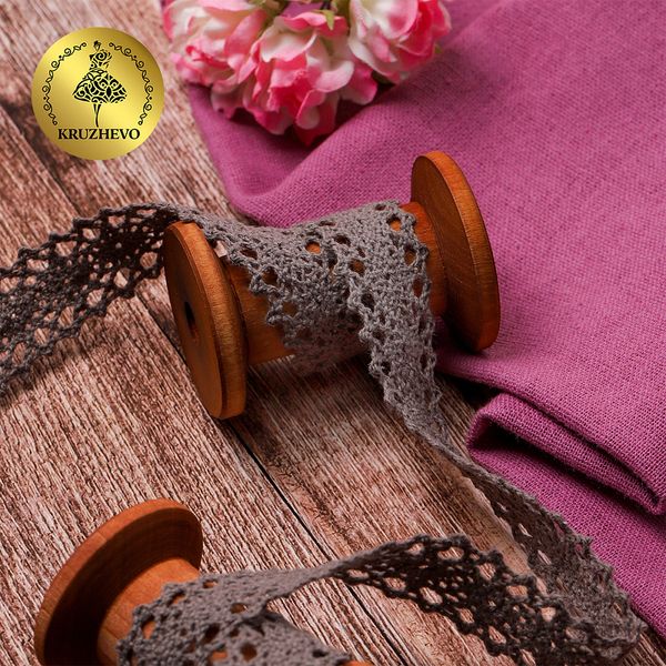 Кружево вязаное (тесьма) 20 мм / 10 метров, диз. 296, цв.21 какао, Kruzhevo