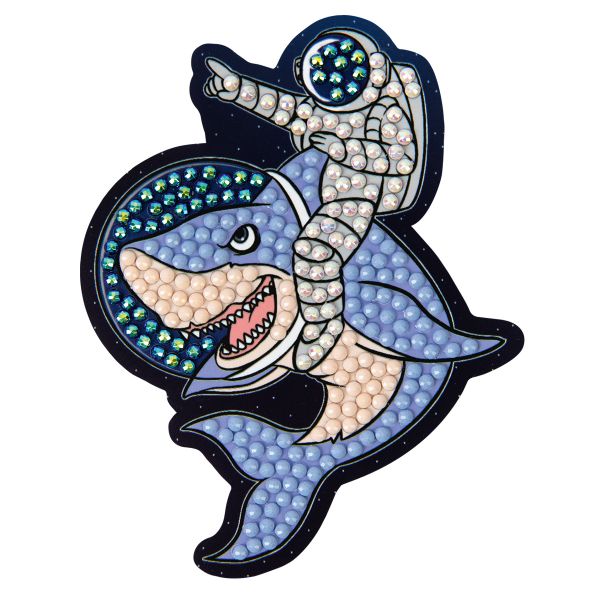 Алмазная (кристальная) мозаика Фрея ALVM-081, магнит Астронавт на акуле, 8х10.5 см