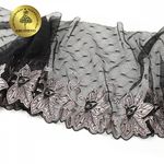 Кружево на сетке широкое 205 мм, диз.OG43, цв.черный, левая, 6м, Kruzhevo