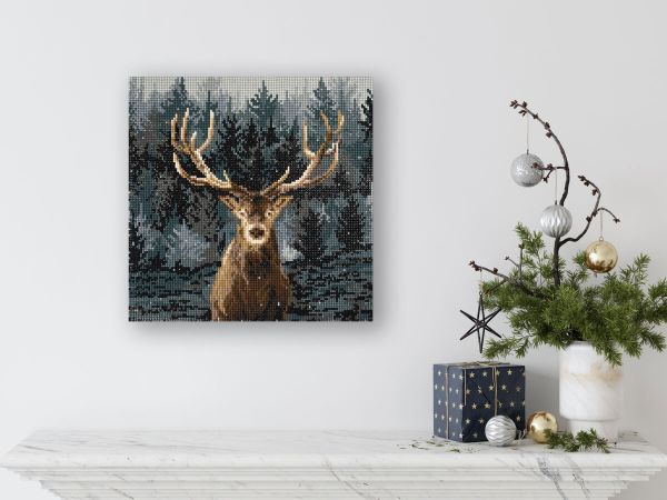 Алмазная (кристальная) мозаика Фрея ALPD-233, на подрамнике Олень, 30х30 см