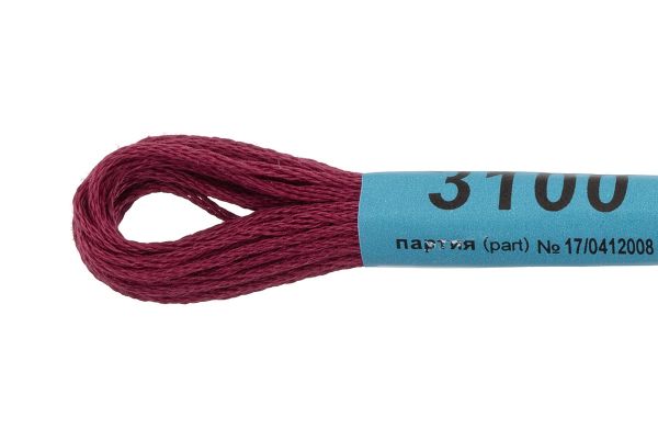 Мулине Gamma 100% хлопок, цв.3100 св.вишневый, 24 мотка по 8 метров