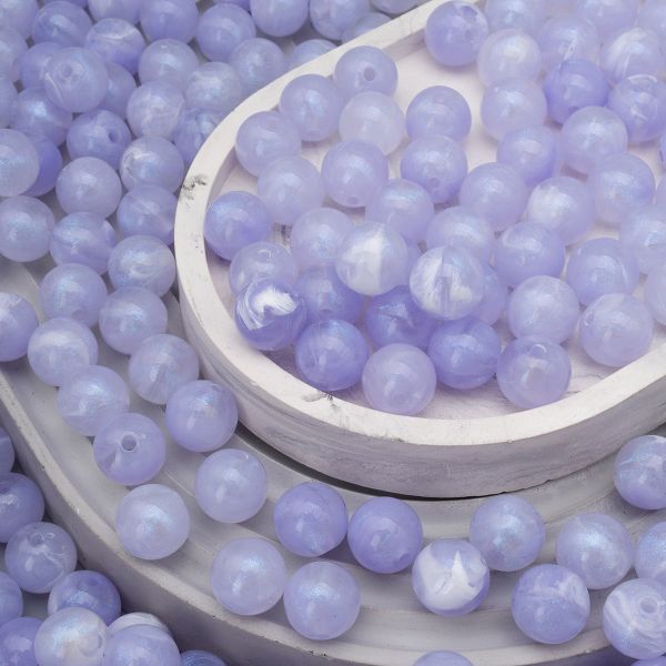 Бусины акрил ⌀12 мм, 500 г, дымка с АВ шиммером, круглые, AD072 фиолетовый, (7748709)2012 , Astra&Craft