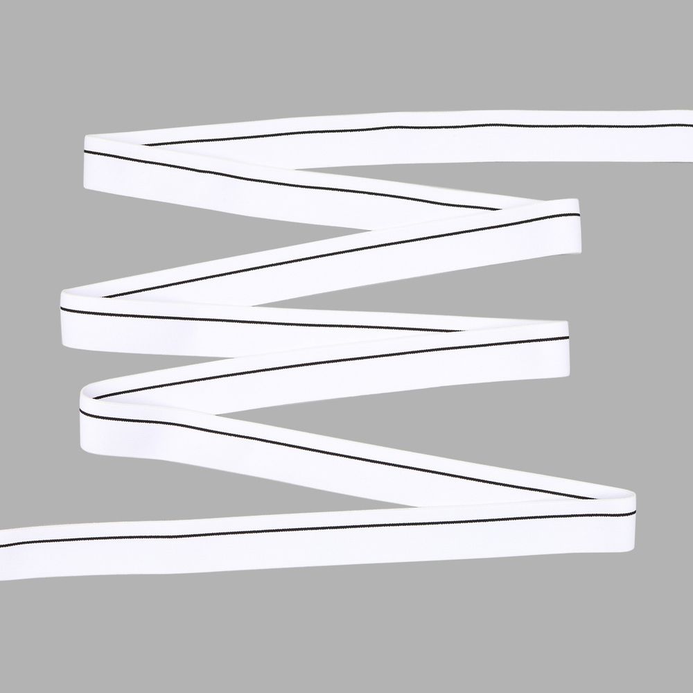 Резинка для мужских трусов и боксеров 30.0 мм / 25 метров, тканая мягкая, 21 г/м, белый/черный полоса