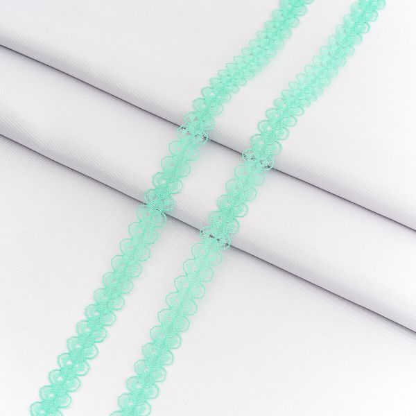 Кружево капроновое 14 мм / 30 метров, 140, 100% п/э, цв. мятный, 26787