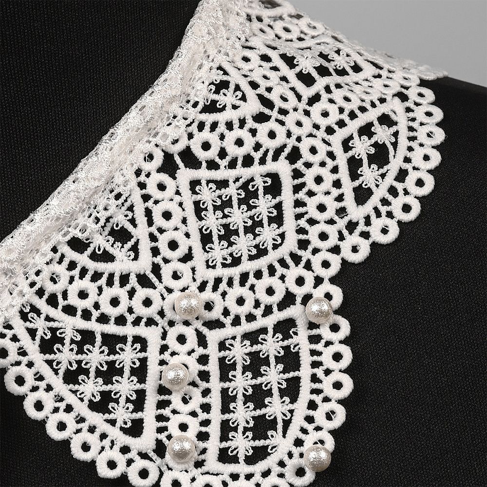 Накладной кружевной воротник 30х35 см, матовая нить Kruzhevo TBY.13/193, цв.белый уп.1шт