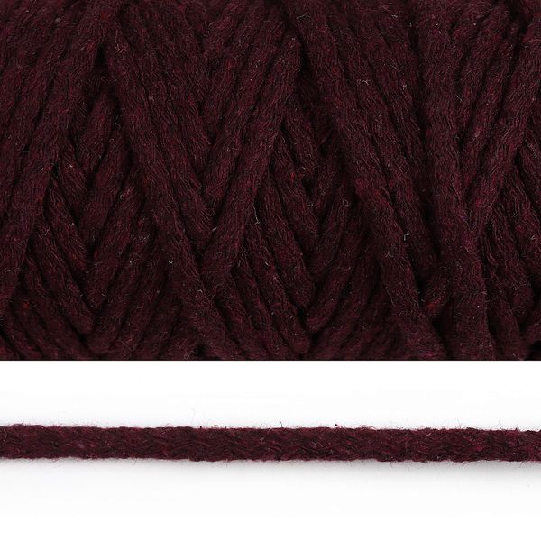 Шнур круглый х/б ⌀8.0 мм / 50 метров, с наполнителем, 0360 виноградный