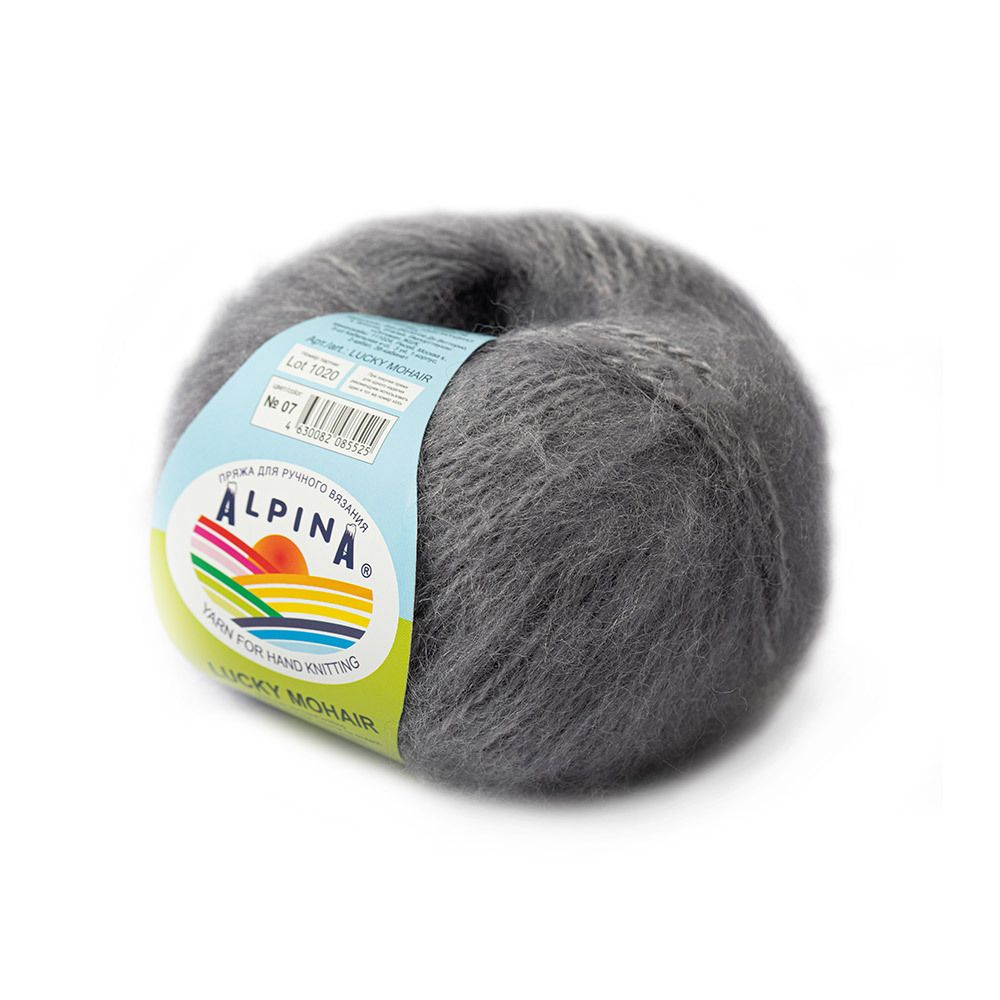 Пряжа Alpina Lucky Mohair / уп.10 мот. по 50 г, 150м, 07 св. серый