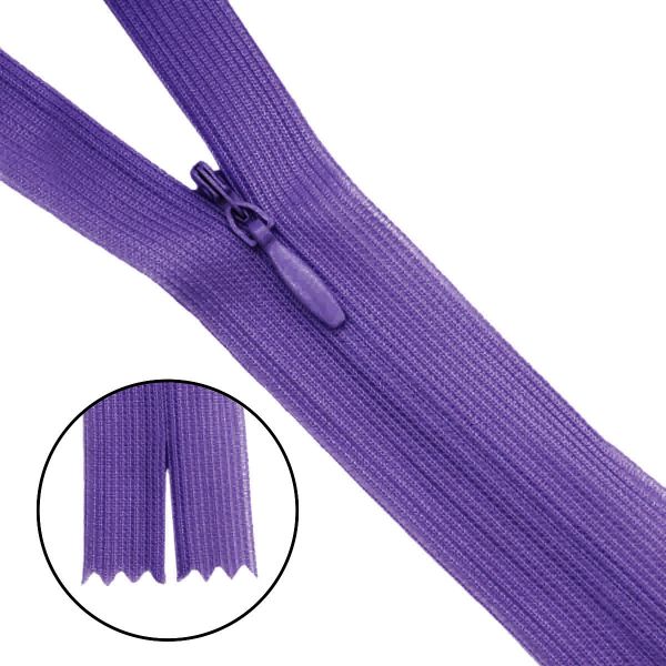 Молния потайная (скрытая) Т3 (3 мм) 1 зам., н/раз., 20 см, нейлон, F171 сиреневый, 10 шт