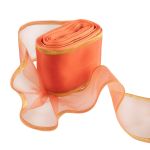 Лента капроновая для бантов 75 мм, / 25 метров, с метал. кромкой, коралловый/ под золото, Gamma С 3502 с метал. кромкой