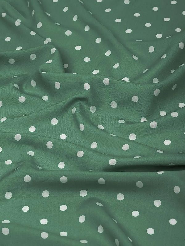Штапель в горошек 90 г/м², 145 см / 2 метра, TBY.Vidt.05 цв.зеленый